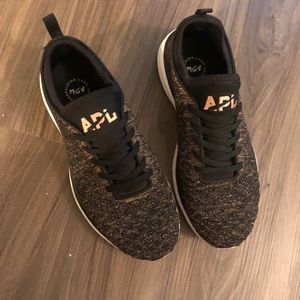 APL black and rose gold sneakers sz 8